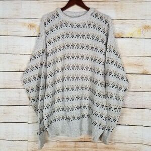 Vintage Liberty Sweaters Men's XL Tall Cotton Beige Brown Sweater Made in U.S.A.